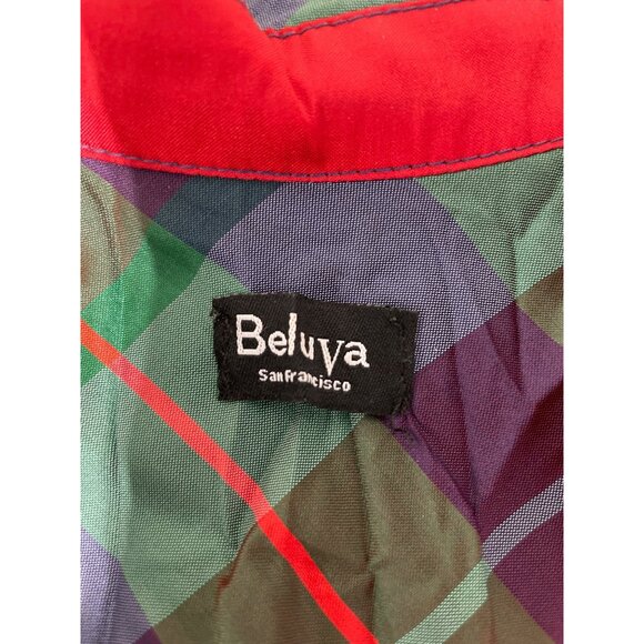 Beluva San Francisco Shirt Size Medium Plaid Button Up Long Sleeve Purple Green - Picture 4 of 7